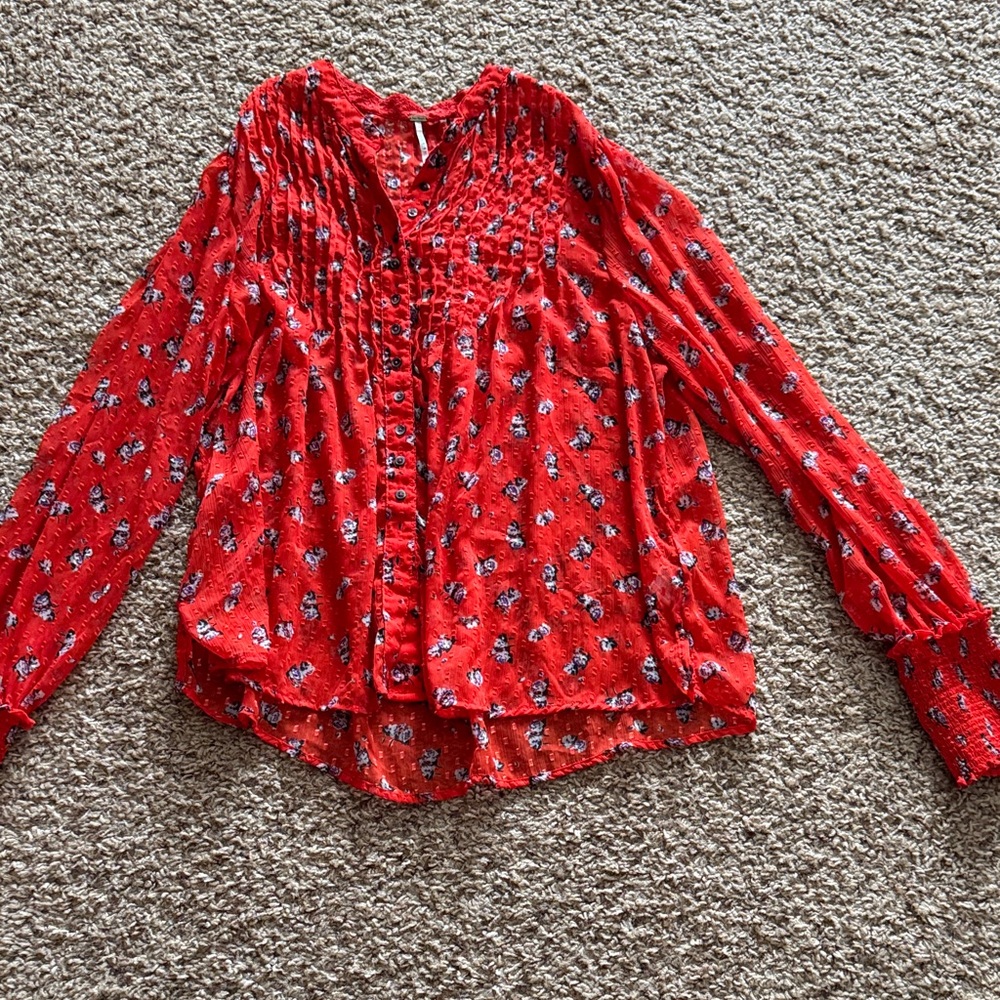 Red Floral Women's Top